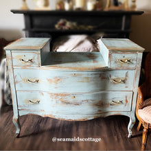 Load image into Gallery viewer, French Country Blue Chateau Dresser: Antique Refinished Buffet Vanity